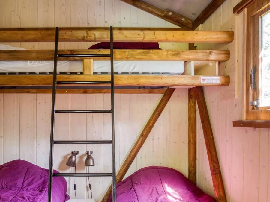 Tente en toile et en bois 5 personnes - Cabane Lodge Bois sur pilotis Confort 27m² 2 chambres - terrasse bois couverte, zone ombragée 5 pers 3