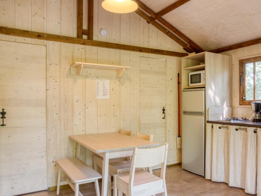 Tente en toile et en bois 5 personnes - Cabane Lodge Bois sur pilotis Confort 27m² 2 chambres - terrasse bois couverte, zone ombragée 5 pers 5