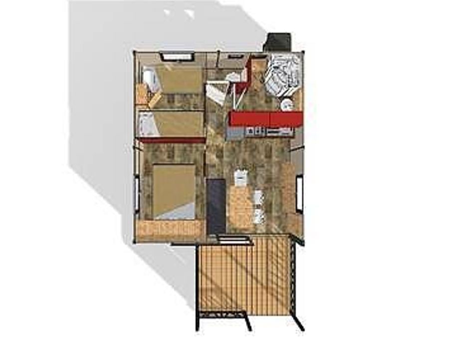 Chalet 5 personnes - Chalet Confort 25m² 2 chambres - terrasse couverte - climatisation 5 pers 4
