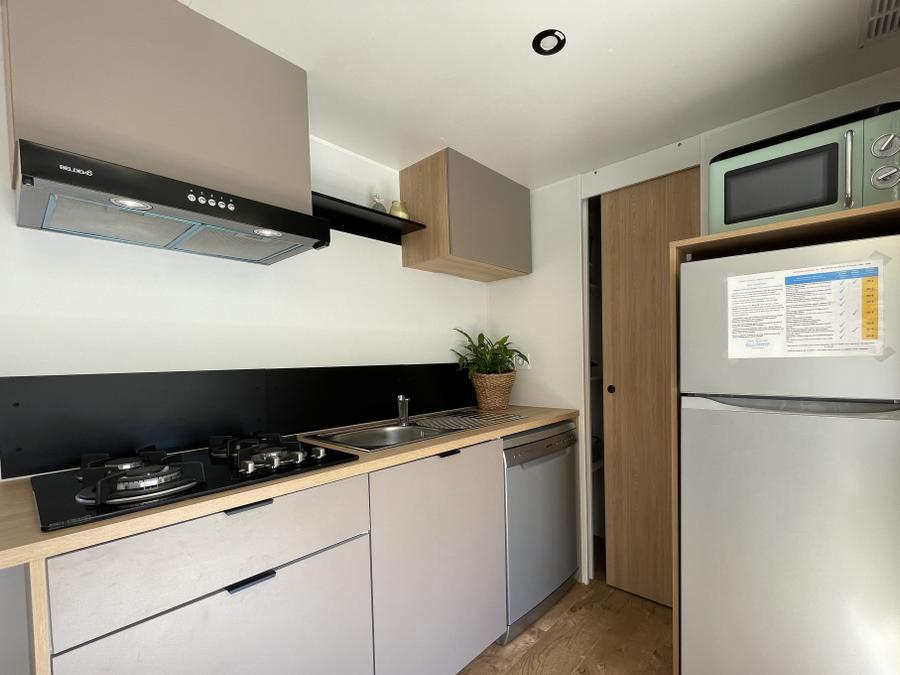 Mobilhome 4 personnes - Premium 29 m² 2 chambres terrasse semi-couverte + climatisation + LV  D 3