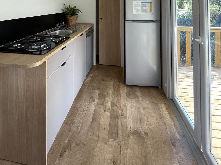 Mobilhome 4 personnes - Premium 29 m² 2 chambres terrasse semi-couverte + climatisation + LV  D 2