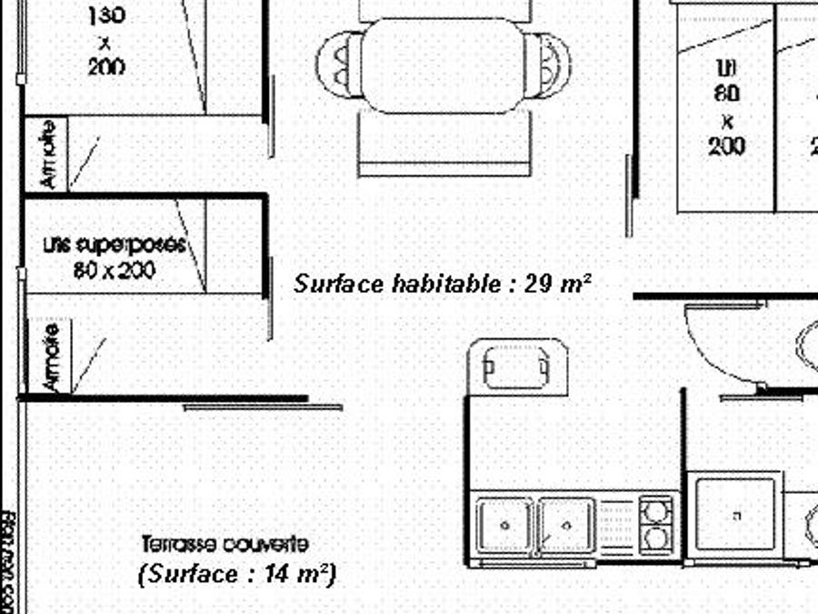 Chalet 6 personnes - Chalets (3 chambres, 43m²), terrasse 7