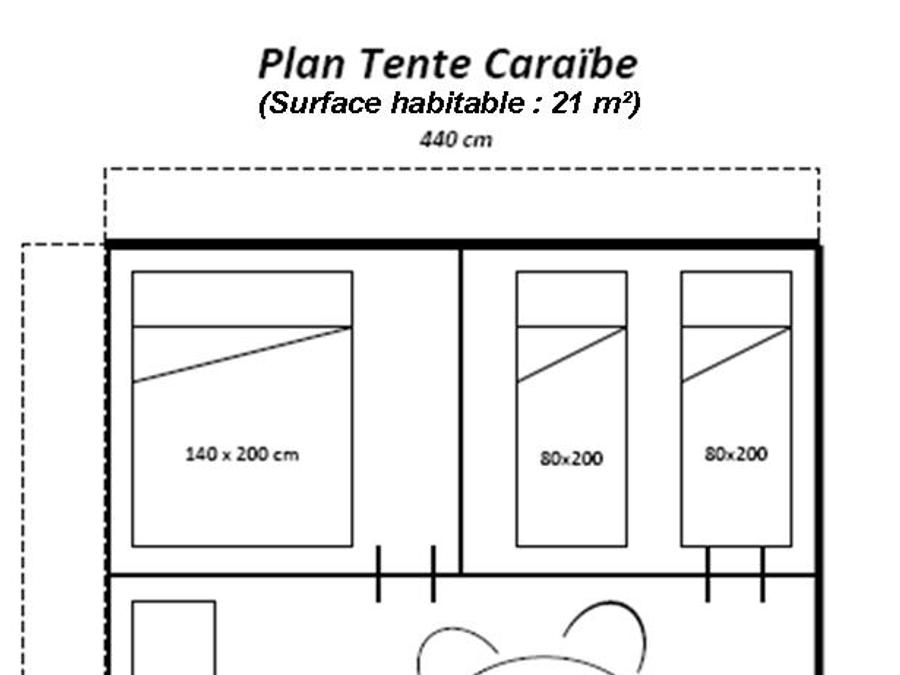 Bungalow toilé 4 personnes - Bungalow toilé (2 chambres, 21m²) - Pas de sanitaires (ni WC, ni salle de bain) 6