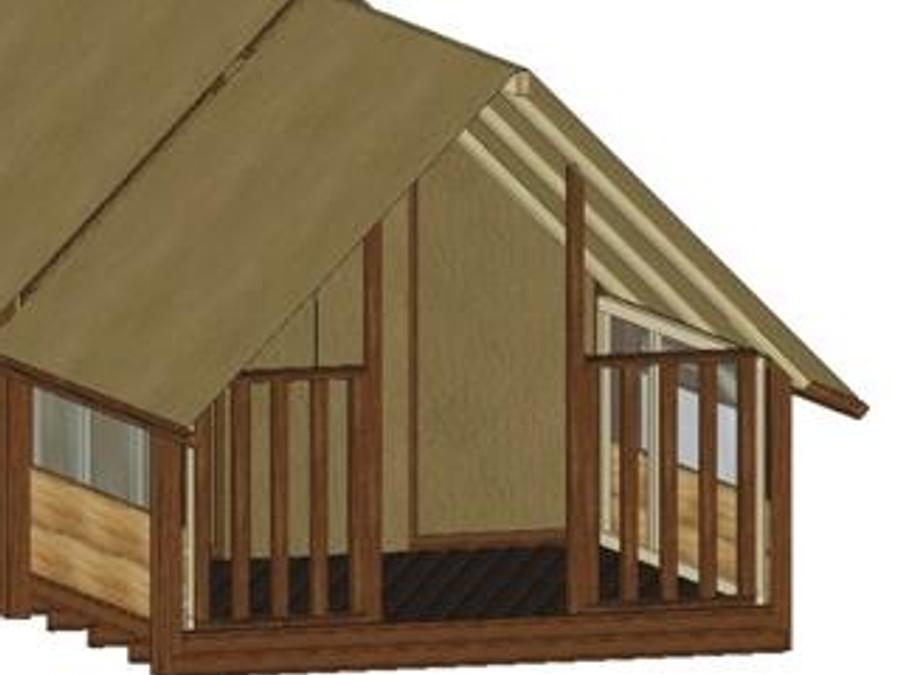 Tente en toile et en bois 2 personnes - Cyclo Tente Lodge, sans sanitaires, sans cuisine 3