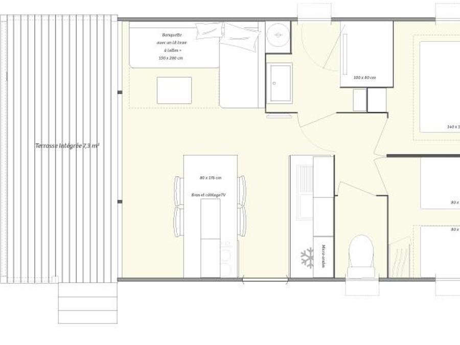 Mobilhome 6 personnes - Mobil-home O'hara Confort 25 m² - 2 chambres + Terrasse couverte + TV 4/6 pers 6