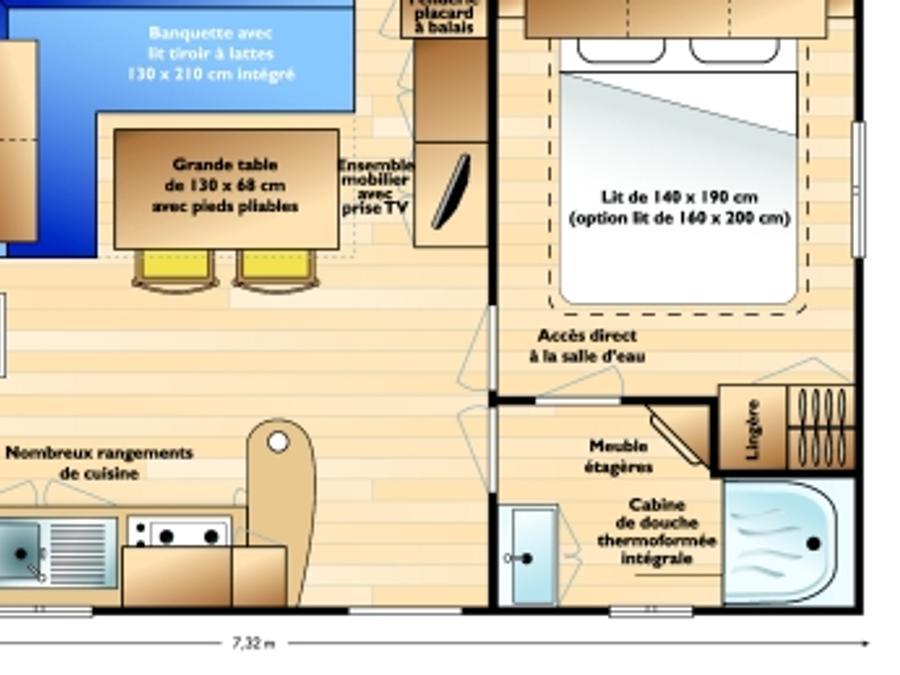 Mobilhome 6 personnes - Mobil-home Mercure Confort 28m² - 2 chambres + terrasse couverte 4/6 pers 3