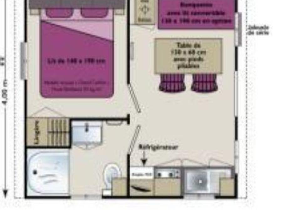 Mobilhome 3 personnes - Mobil-home Astria Standard 16 m² - 1 chambre + terrasse couverte + TV 2/3 pers 3