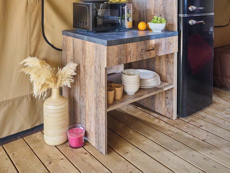 Tente en toile et en bois 5 personnes - Lodge Kenya Evasion Confort 34m² - 2 chambres 2/5 personnes (avec sanitaires) + Terrasse 5 pers. 3