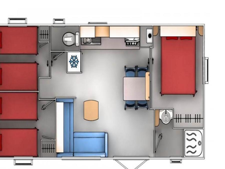 Mobilhome 8 personnes - Cottage Prestige Famille Clim - 35 m² - 3 chambres - 6/8 pers - climatisation & plancha 1
