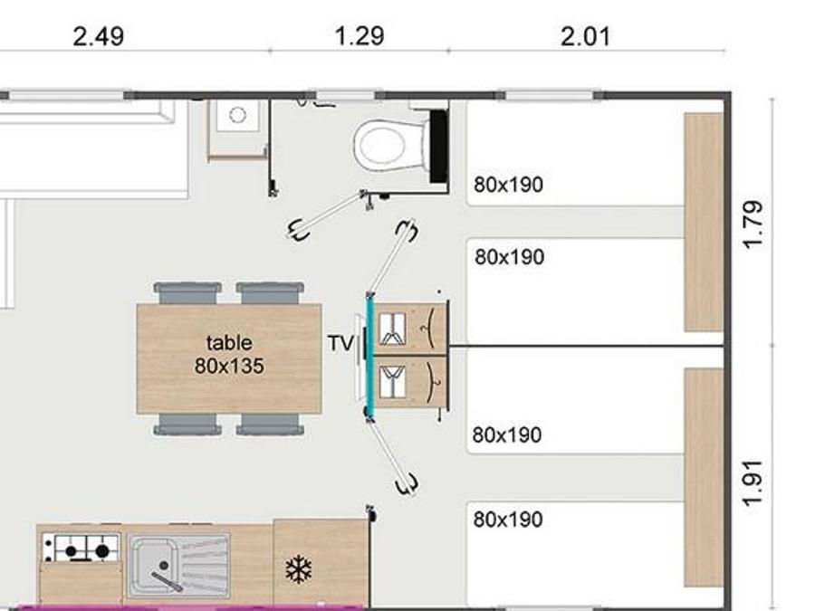 Mobilhome 6 personnes - Cottage Premium Famille - 33 m² - 3 chambres – 6 pers 2