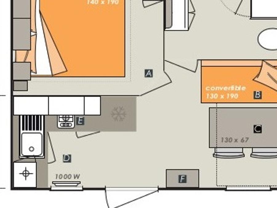 Mobilhome 2 personnes - Cottage LE CAHITA - climatisé - 1 chambre - S 7
