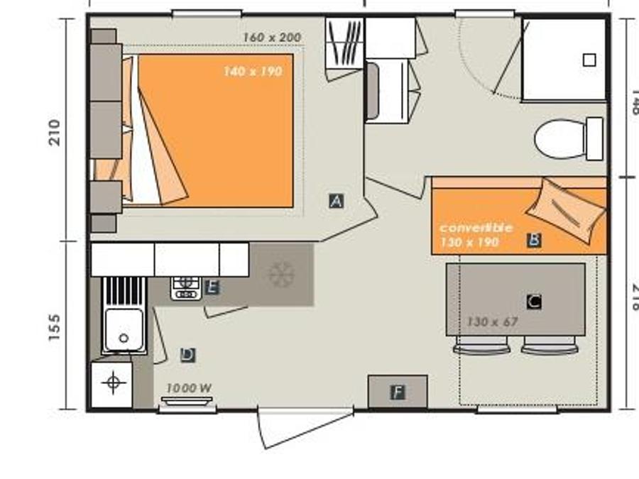 Mobilhome 2 personnes - Cottage LE CAHITA - climatisé - 1 chambre - S 6