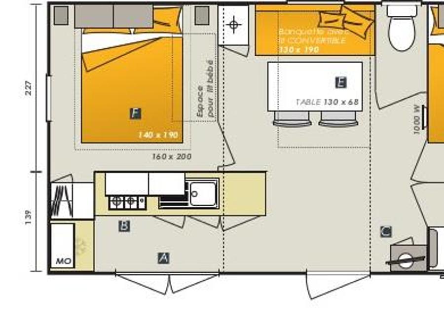 Mobilhome 8 personnes - Cottage LE TWIN PRESTIGE - climatisé - 4 chambres - 2 SDB - D 9