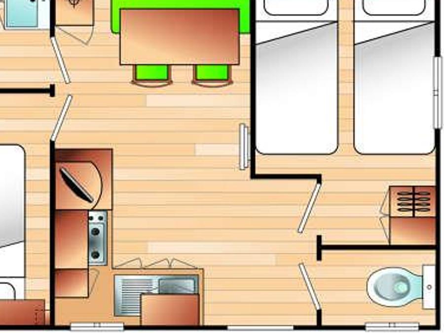 Mobilhome 4 personnes - Mobil home LE SUPER VENUS - non climatisé - 2 chambres - D 6