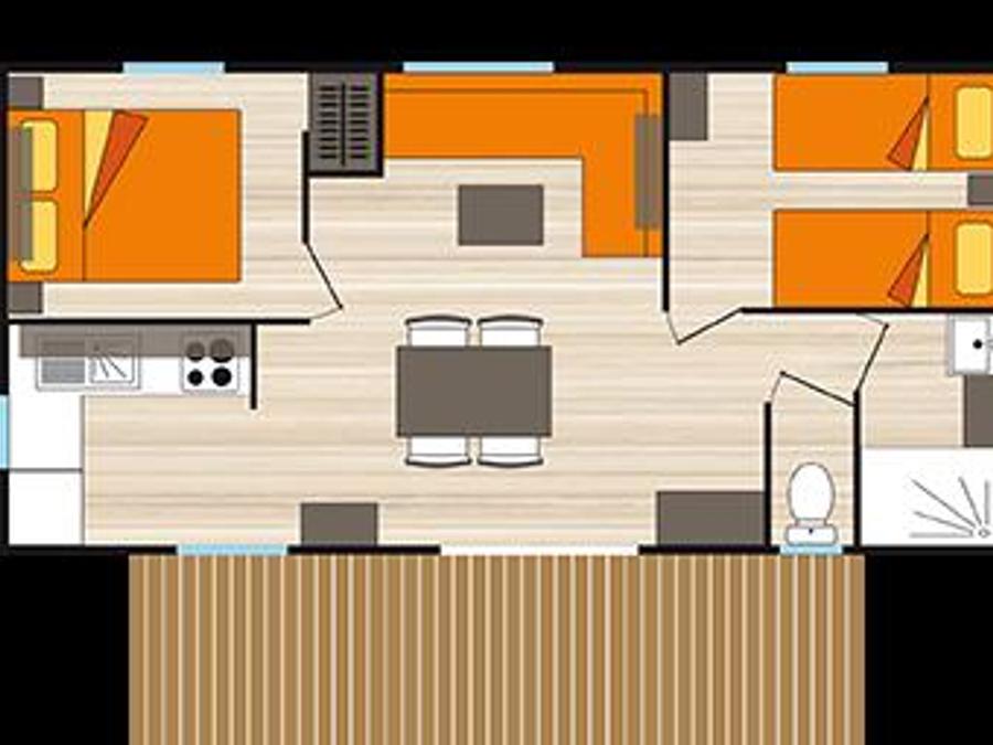Mobilhome 4 personnes - MOBIL HOME CONFORT SAMEDI 2 CHAMBRES 3