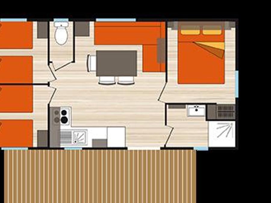 Mobilhome 6 personnes - MOBIL HOME GRAND CONFORT MERCREDI 3 CHAMBRES 4