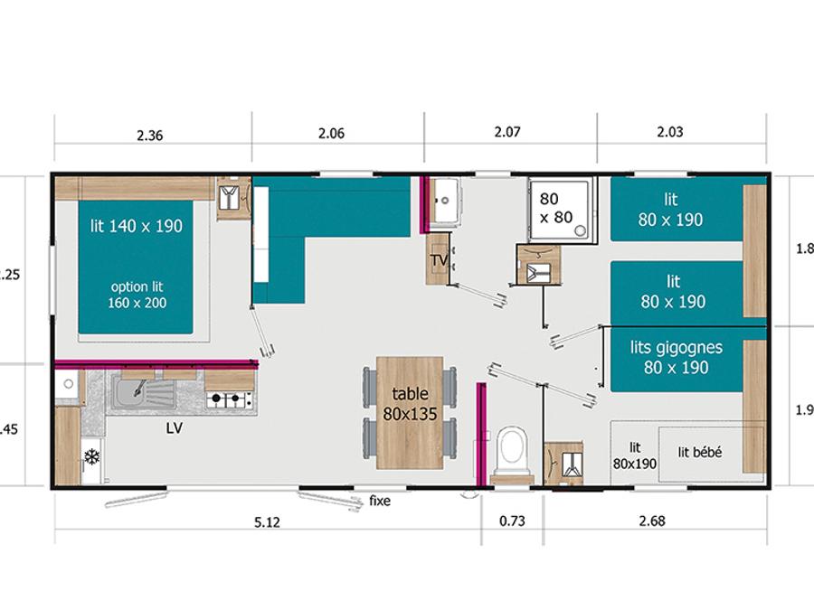 Mobilhome 6 personnes - TV 6