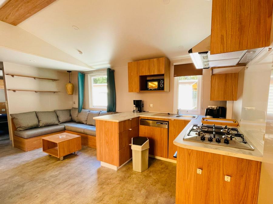 Mobilhome 8 personnes - Mobilhome Premium 30-40m² - 3 chambres + TV + Terrasse couverte & draps jetables fournis* 6/8 pers 1