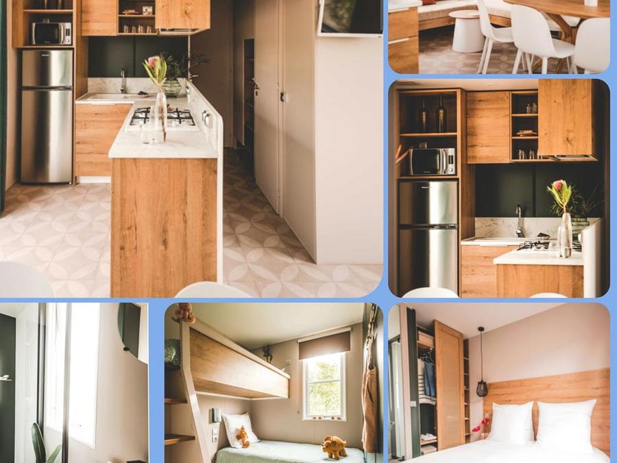 Mobilhome 8 personnes - Mobilhome Premium 30-40m² - 3 chambres + TV + Terrasse couverte & draps jetables fournis* 6/8 pers 8