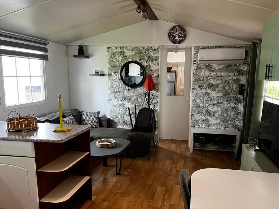 Mobilhome 6 personnes - Confort 40m² (3ch- 6 pers) -avec terrasse + SDB+ Lave-linge + Clim+ Plancha+ salon jardin 4