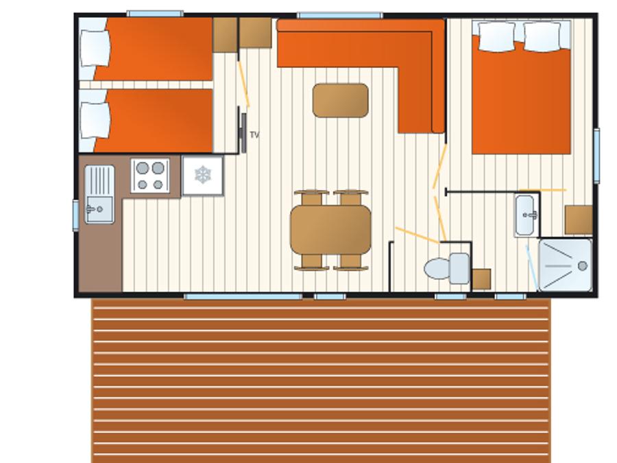 Mobilhome 6 personnes - Mobilhome Caraïbes - 30m² - 2 chambres 7