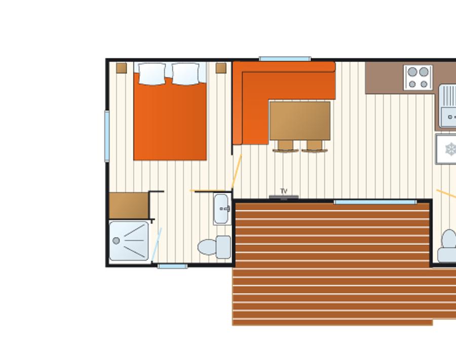 Mobilhome 4 personnes - Mobilhome Caraïbes - 30m² - 2 chambres - 2 salles de bain 5