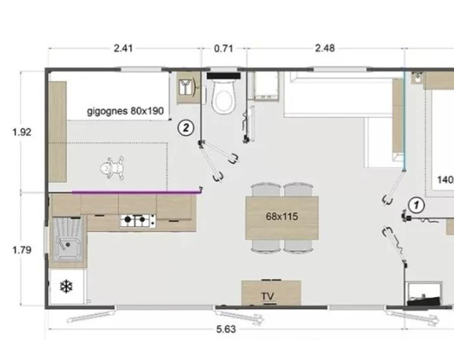 Mobilhome 4 personnes - Mobile-home TORTUGA**** 4 personnes 7