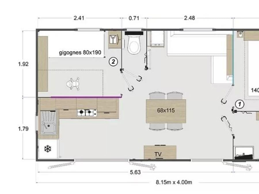 Mobilhome 4 personnes - MARQUISES**** 4 personnes 5