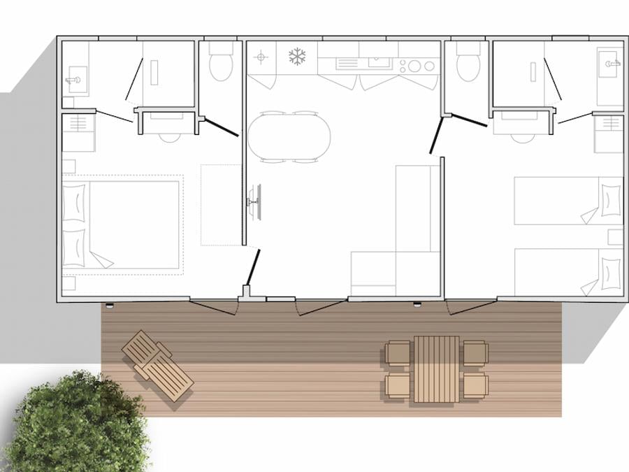 Mobilhome 4 personnes - Luxe SPA climatisé - 2 chambres - 2 salles de bain - 2 WC (année 2025) 10