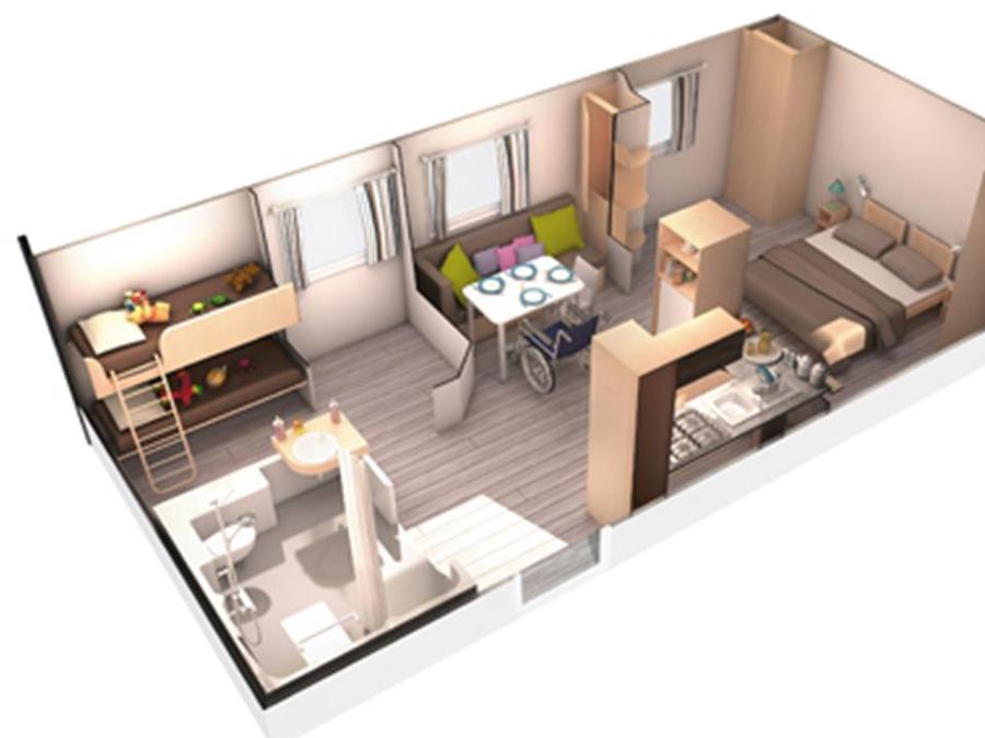 Mobilhome 4 personnes - COTTAGE PMR 2CH 4PERS 4