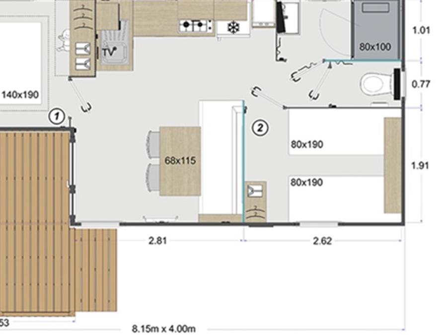 Mobilhome 4 personnes - LODGE, 2 CH, TV, LAVE-VAISSELLE (NOUVEAUTE 2024) 8