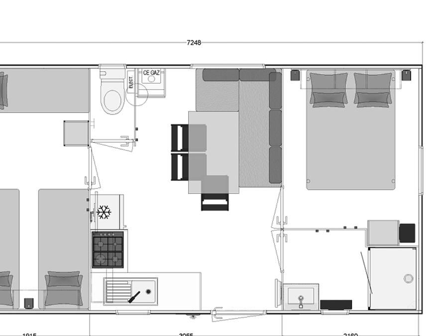 Mobilhome 5 personnes - NOUVEAUTE 2023 : VENEZIA + CLIM, LAVE-VAISSELLE. 200M LA PARCELLE 8