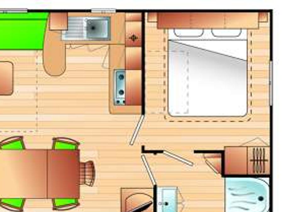 Mobilhome 6 personnes - MOBIL HOME BERMUDES PLUS (3 chambres, TV, lave-vaisselle) 7