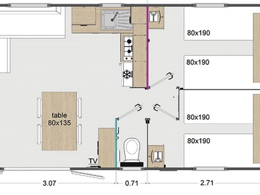 Mobilhome 8 personnes - Mobile home Lodge 3 Chambres 8
