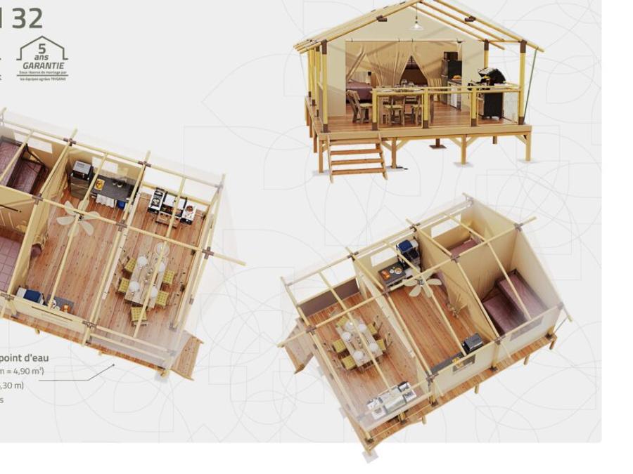 Lodge 5 personnes - Lodge toilé BALI – 32 m² – sans sanitaires 7