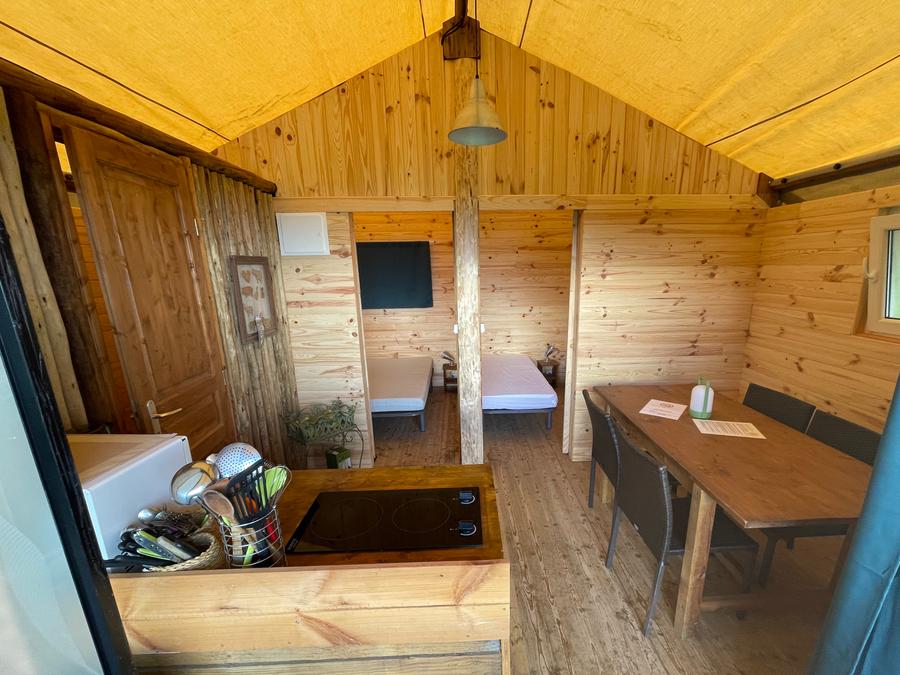 Tente en toile et en bois 4 personnes - Lodge équipée 4