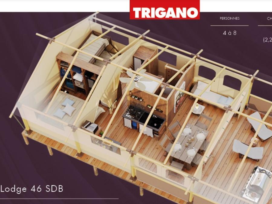 Tente en toile et en bois 5 personnes - Tente Kenya avec SDB 9