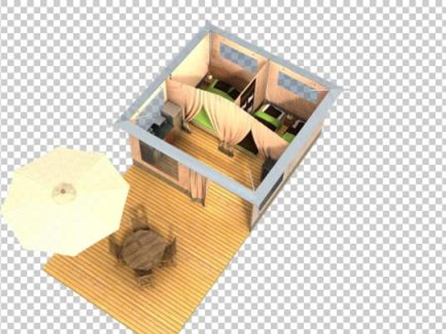 Tente en toile et en bois 4 personnes - Tente Lodge Caraïbes 4 4