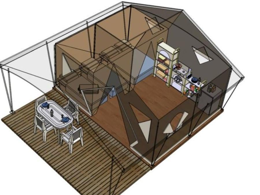 Bungalow toilé 4 personnes - 2 chambres 20m² - sans sanitaires 0