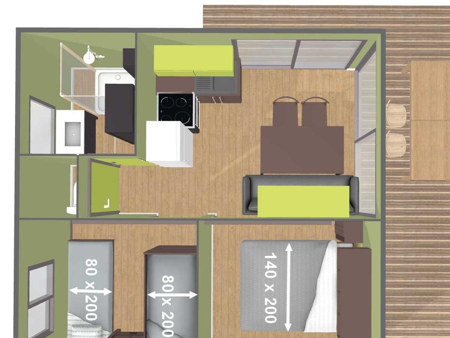 Chalet 5 personnes - PRIVILEGE PANORAMIC 2 chambres 11