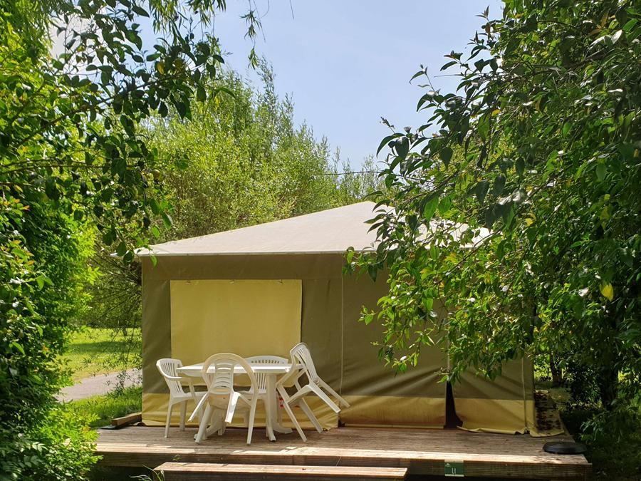 Tente 4 personnes - Tente Lodge Nature Standard 25m² (2 chambres) - sans sanitaires + Terrasse 0