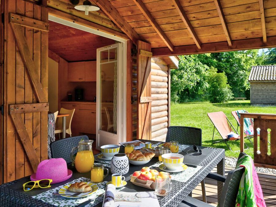 Chalet 5 personnes - Chalet Premium 35m² 2 chambres + terrasse couverte + climatisation + TV + LV 5 pers 10