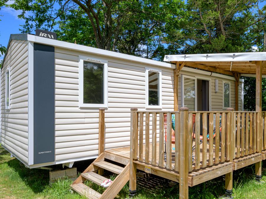 Mobilhome 6 personnes - Mobil-home Confort 29m² 3 chambres + terrasse couverte + climatisation + TV 6 pers 5