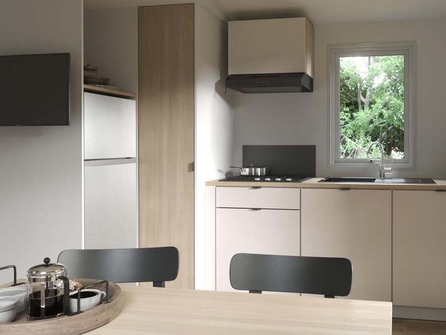 Mobilhome 4 personnes - COTTAGE Premium 2ch  29m² 2 chambres + TV + Lave-vaisselle + climatisation + plancha + terrasse XL 10