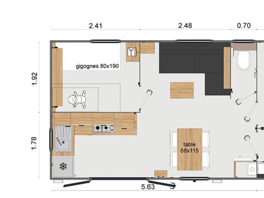Mobilhome 4 personnes - Premium (2019)-2 chambres-grand salon TV, salle à manger,cuisine-grande terrasse-free WIFI 6