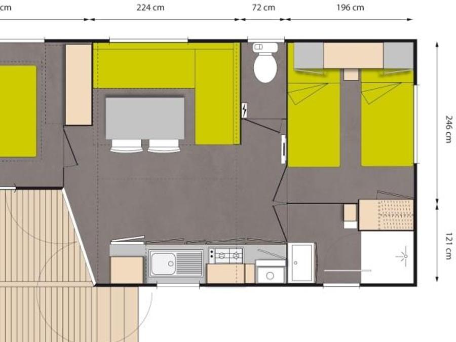 Mobilhome 4 personnes - Le Châtaignier 29m² (2 chambres) + terrasse intégrée + TV, free WIFI* 3