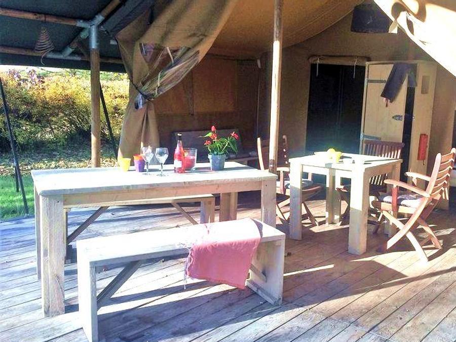 Tente en toile et en bois 6 personnes - Tente Lodge Safari 35 m² - 2 chambres - 10 m² terrasse couverte 2