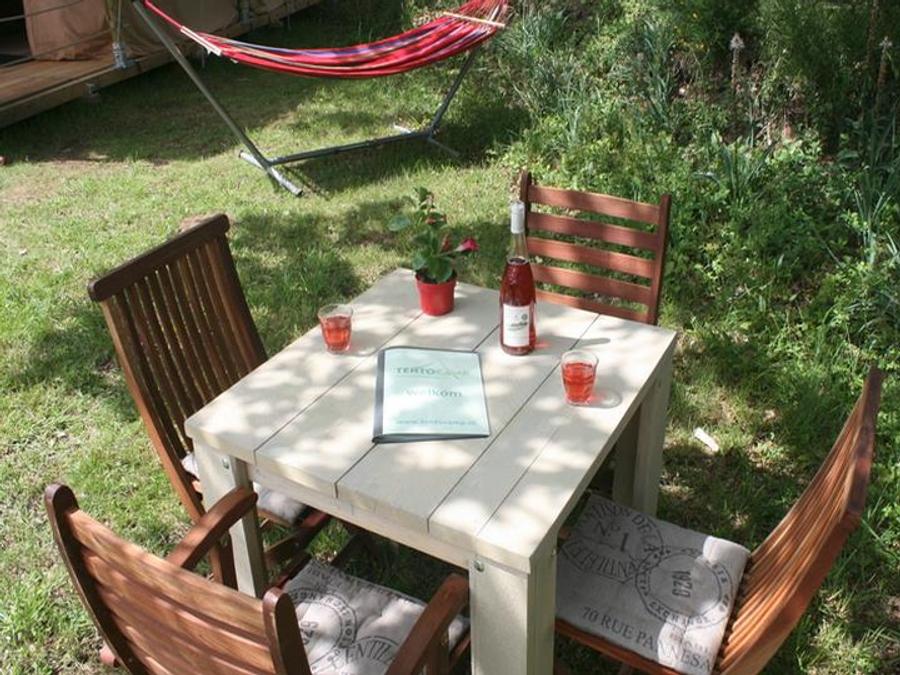 Tente en toile et en bois 6 personnes - Tente Lodge Safari 35 m² - 2 chambres - 10 m² terrasse couverte 6