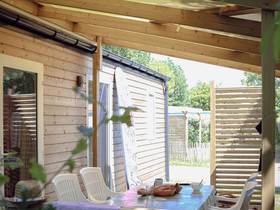 Mobilhome 4 personnes - Cottage Confort 28m² (2 chambres) + terrasse couverte + TV + Draps 5