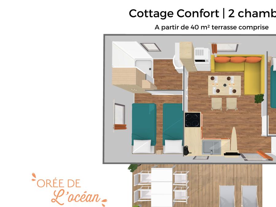 Mobilhome 4 personnes - Cottage Confort 2 chambres 7